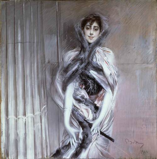 Un ritratto, opera di Boldini realizzata nel 1901. Il canone proporzionale è quello del Manierismo e di El Greco