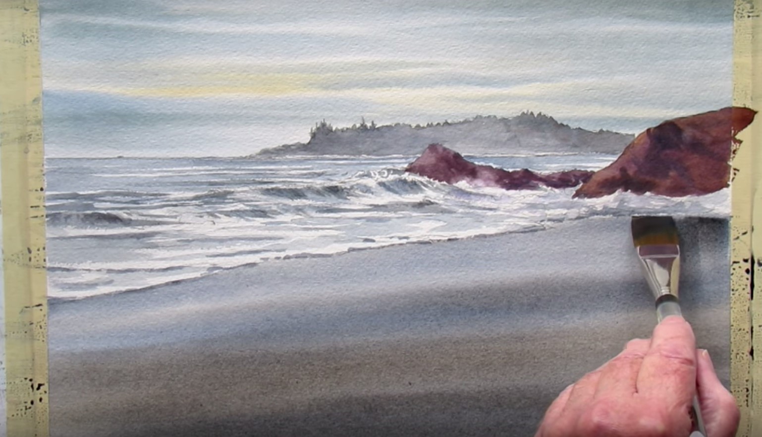Come Dipingere Con L Acquerello La Spiaggia Il Mare Le Onde Il Video Stile Arte
